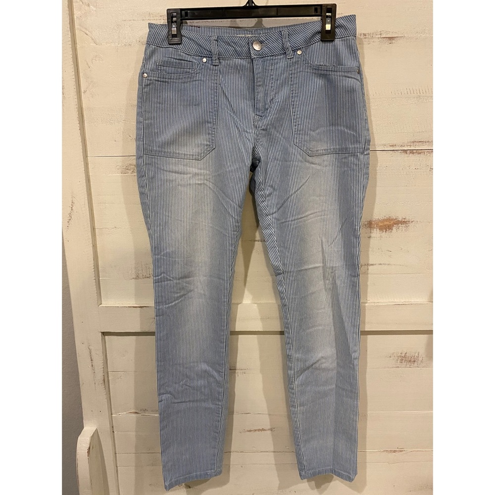 Light Blue Distressed Striped Pants, Size 5